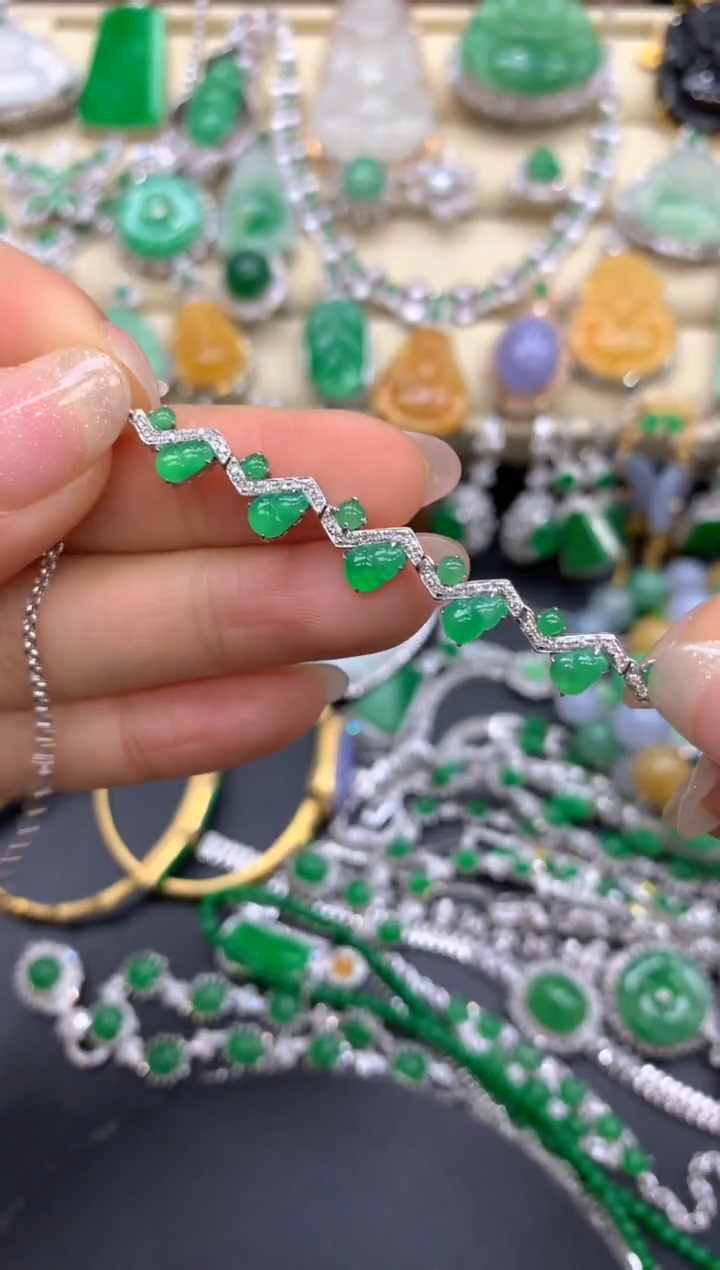 【闪购商品】翡翠手链18K金镶嵌350-中国好珍宝