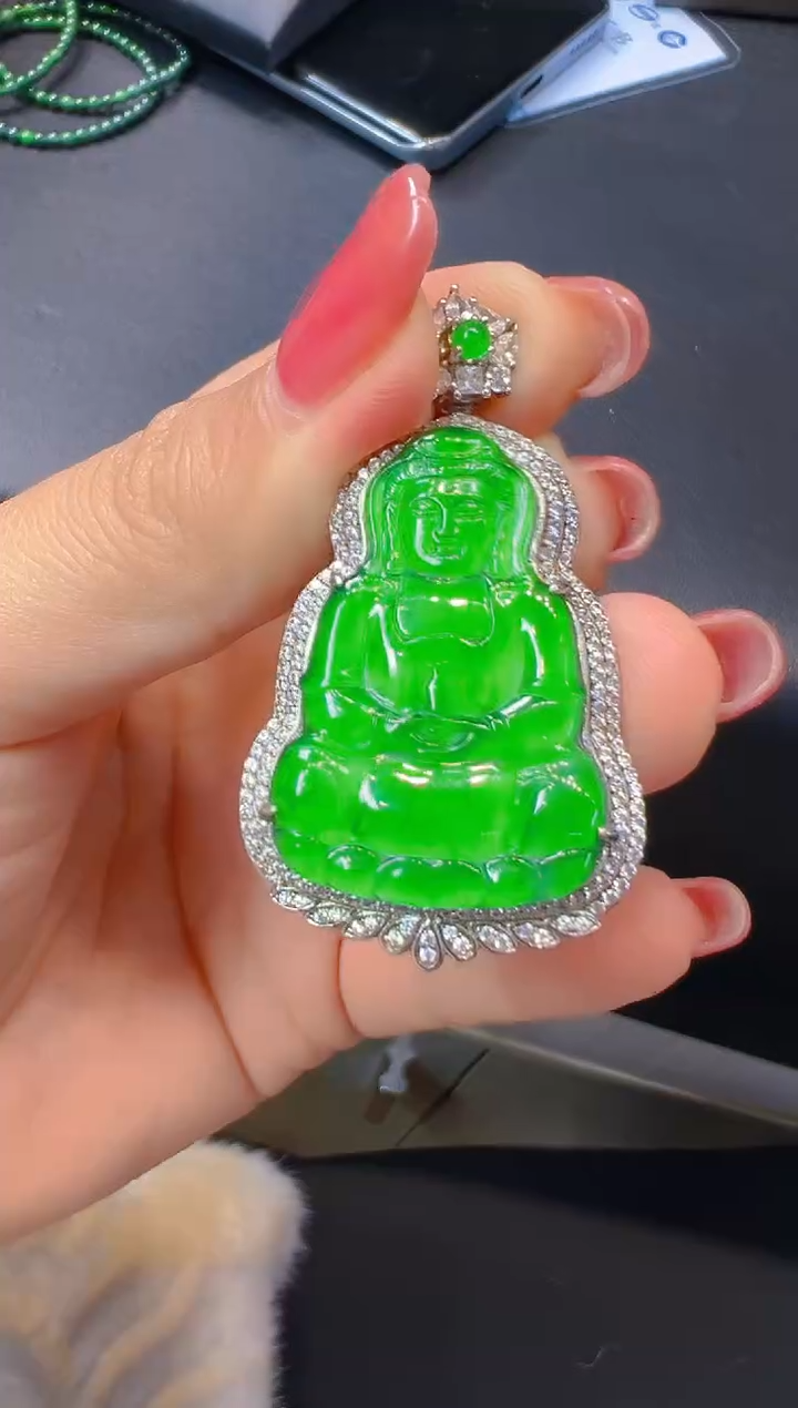 【闪购商品】翡翠吊坠(赠链)银S925镶嵌017（多样性发货）