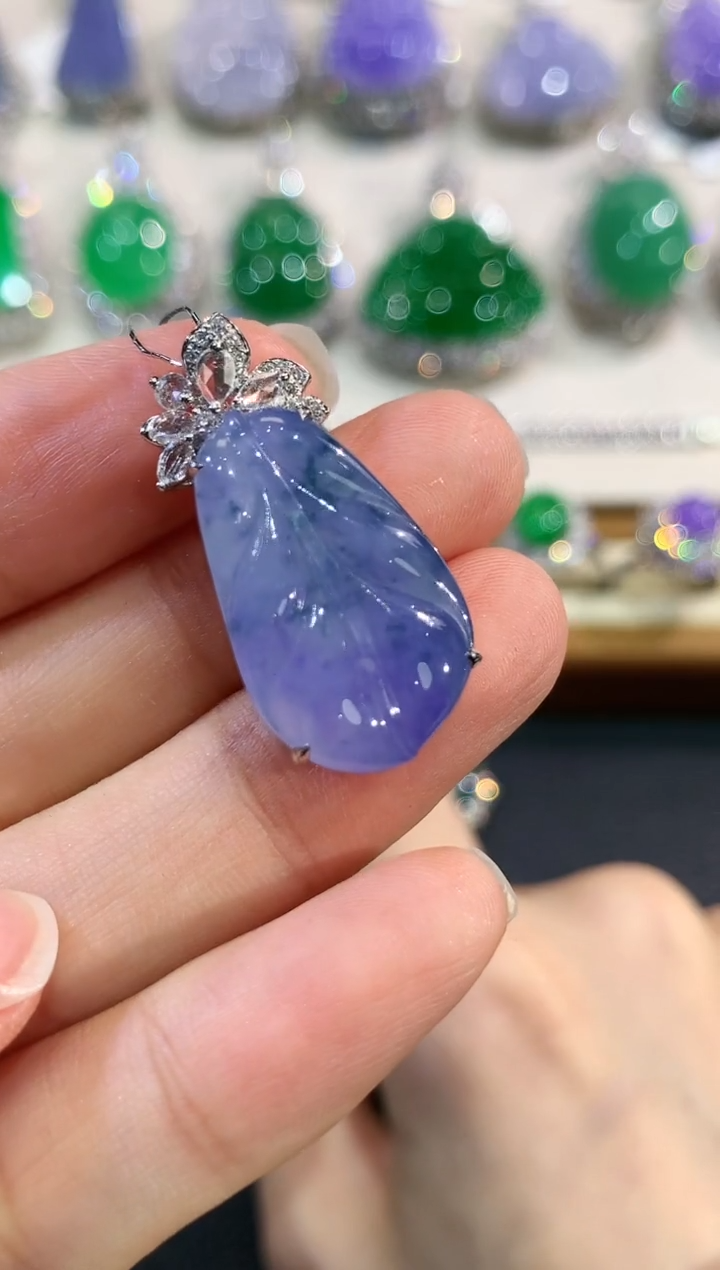 【闪购商品】翡翠吊坠(不含链)18K金镶嵌w30     紫货有色差