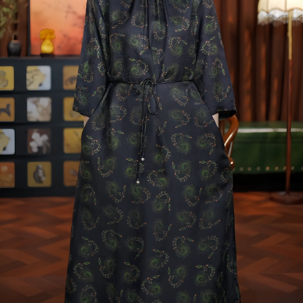 惊鸿秋季长袖高定新中式国风女士气质舒适透气中长裙复古显瘦MM
