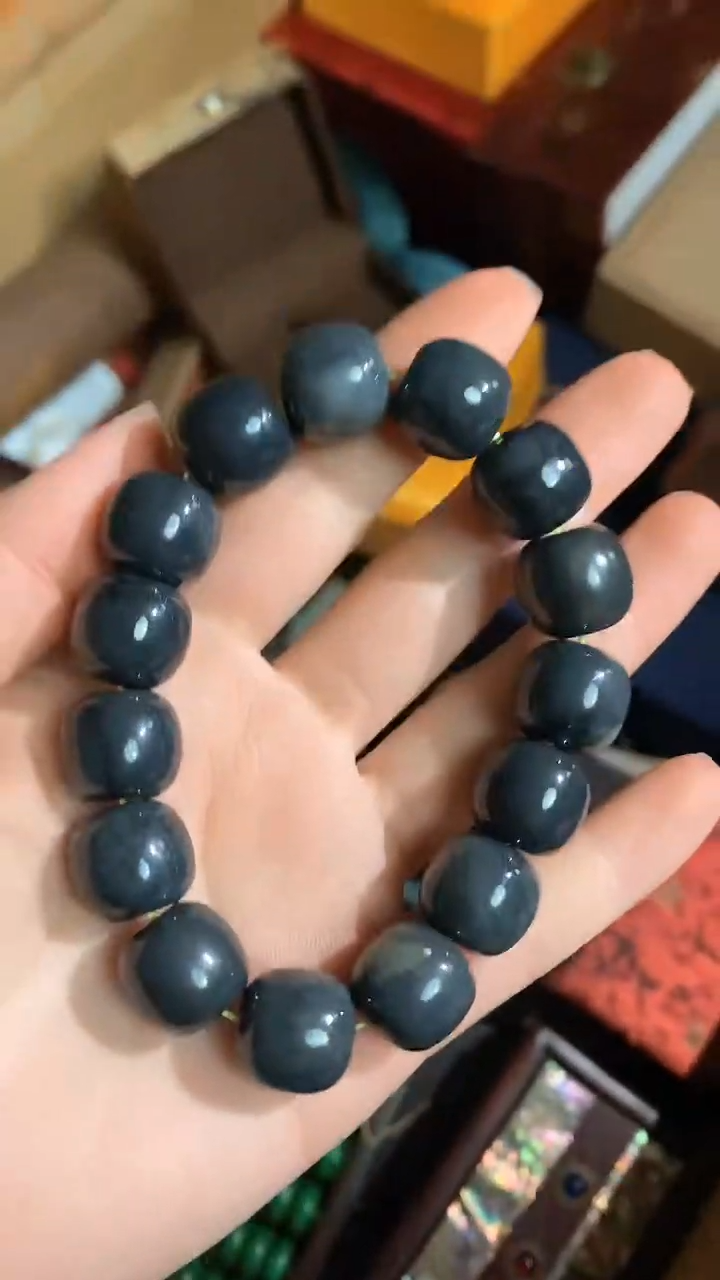 【闪购商品】和田玉（墨玉）手串未镶嵌德诚精品专属摆件