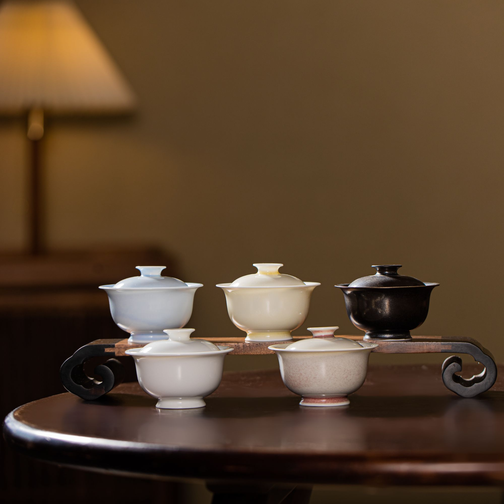 志七蝉云深月造 清雅高温单色釉手工元宝小盖碗 小盖杯防烫泡茶器