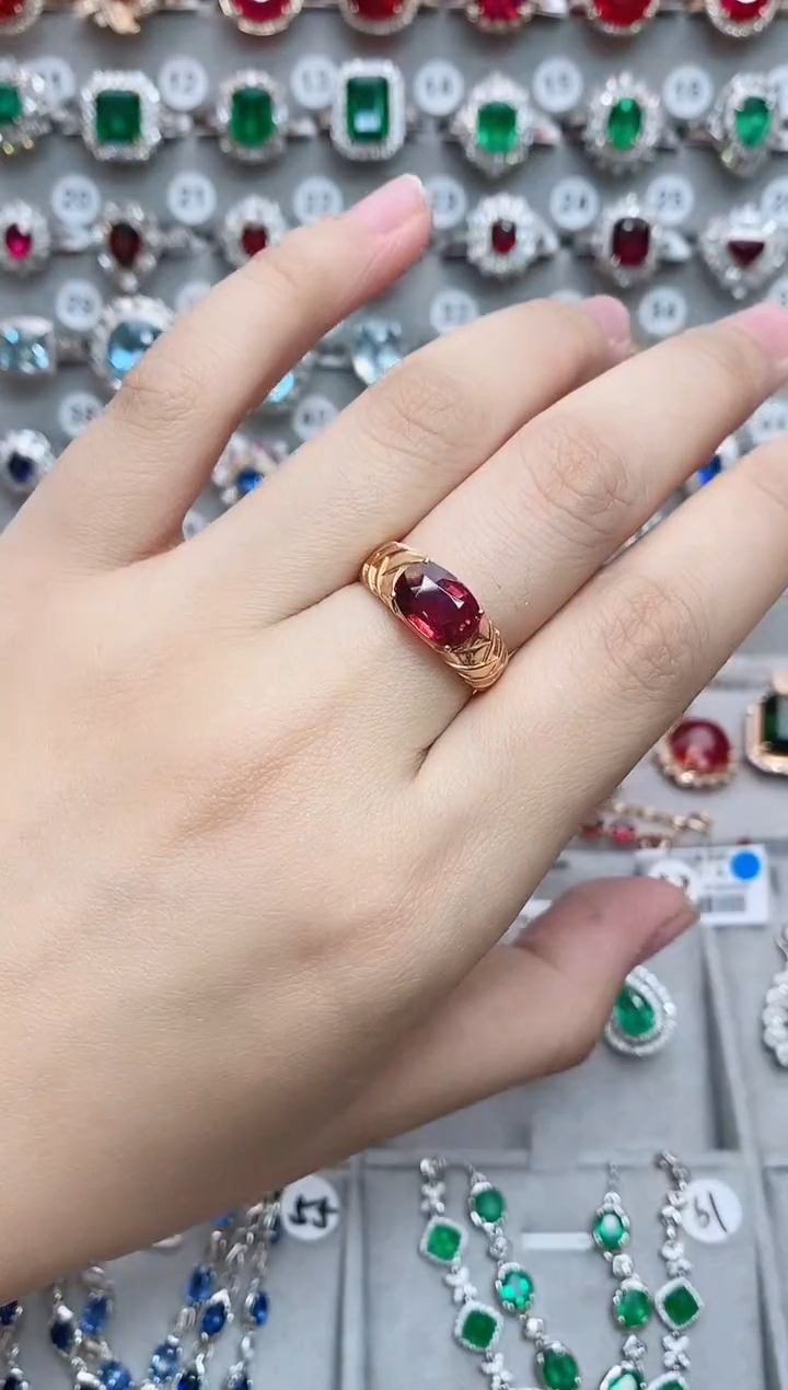 【闪购商品】碧玺18K金戒指18K金镶嵌·