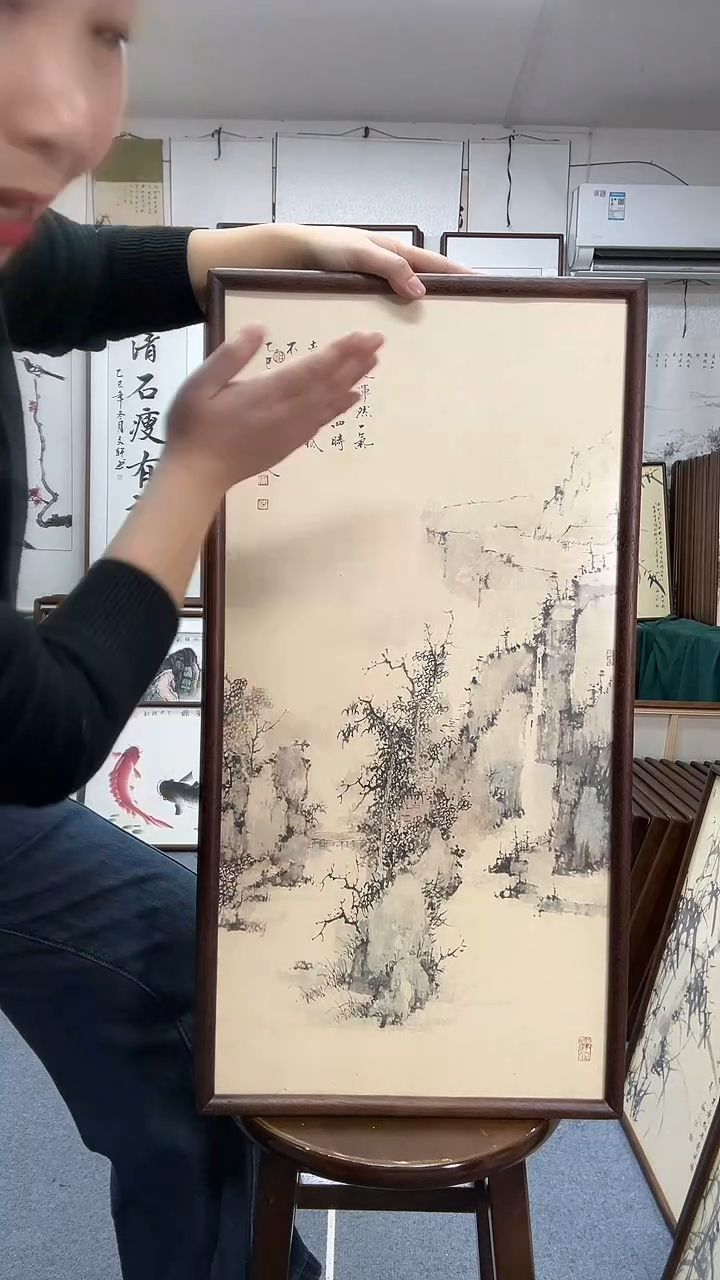 国画尺寸35*68实木画框京东包邮手绘