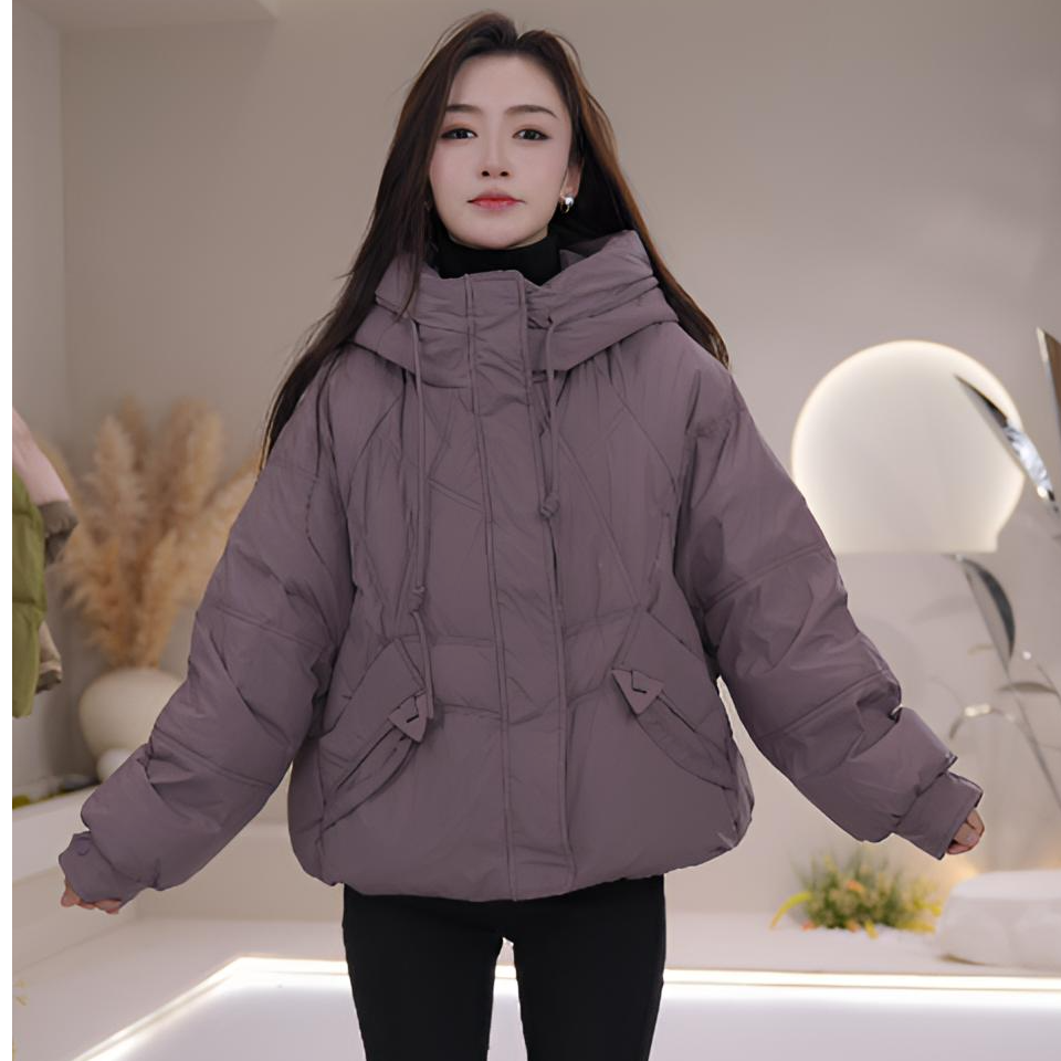 2025女短款羽绒鸭绒连帽时尚新中式宽松韩版保暖摩斯风