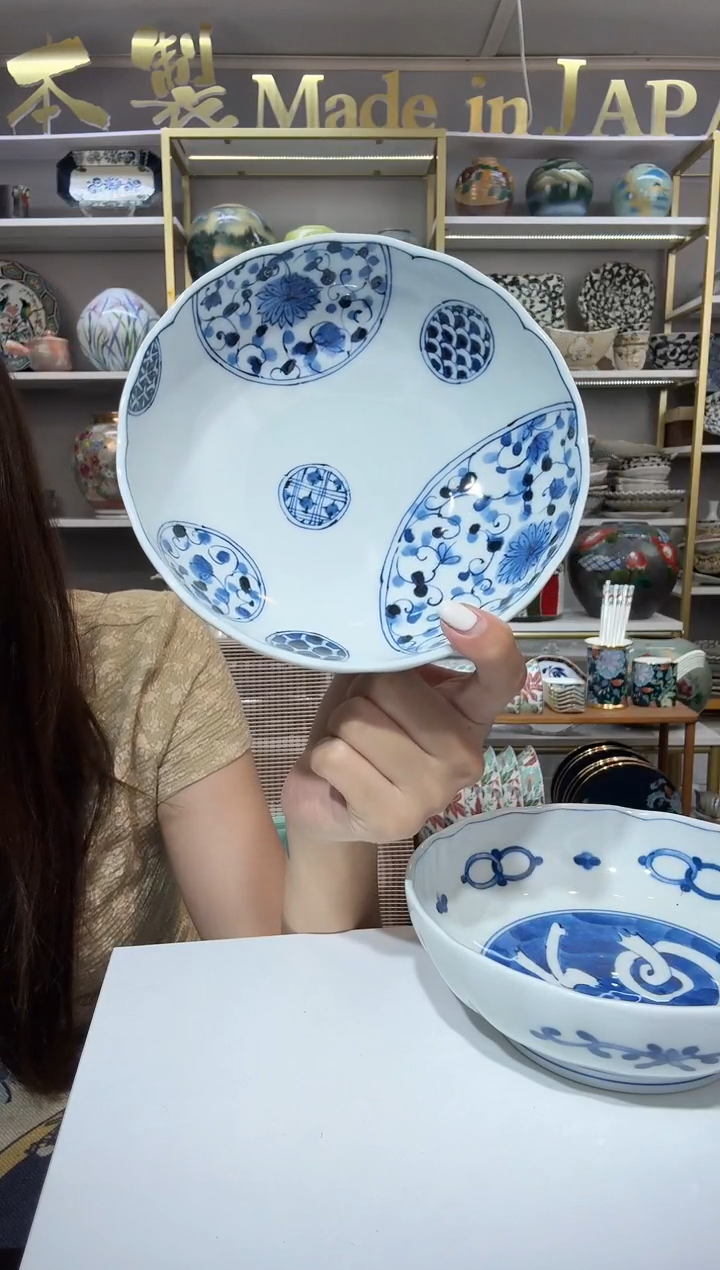 陶瓷蓝家16.5厘米钵一只花伊万里