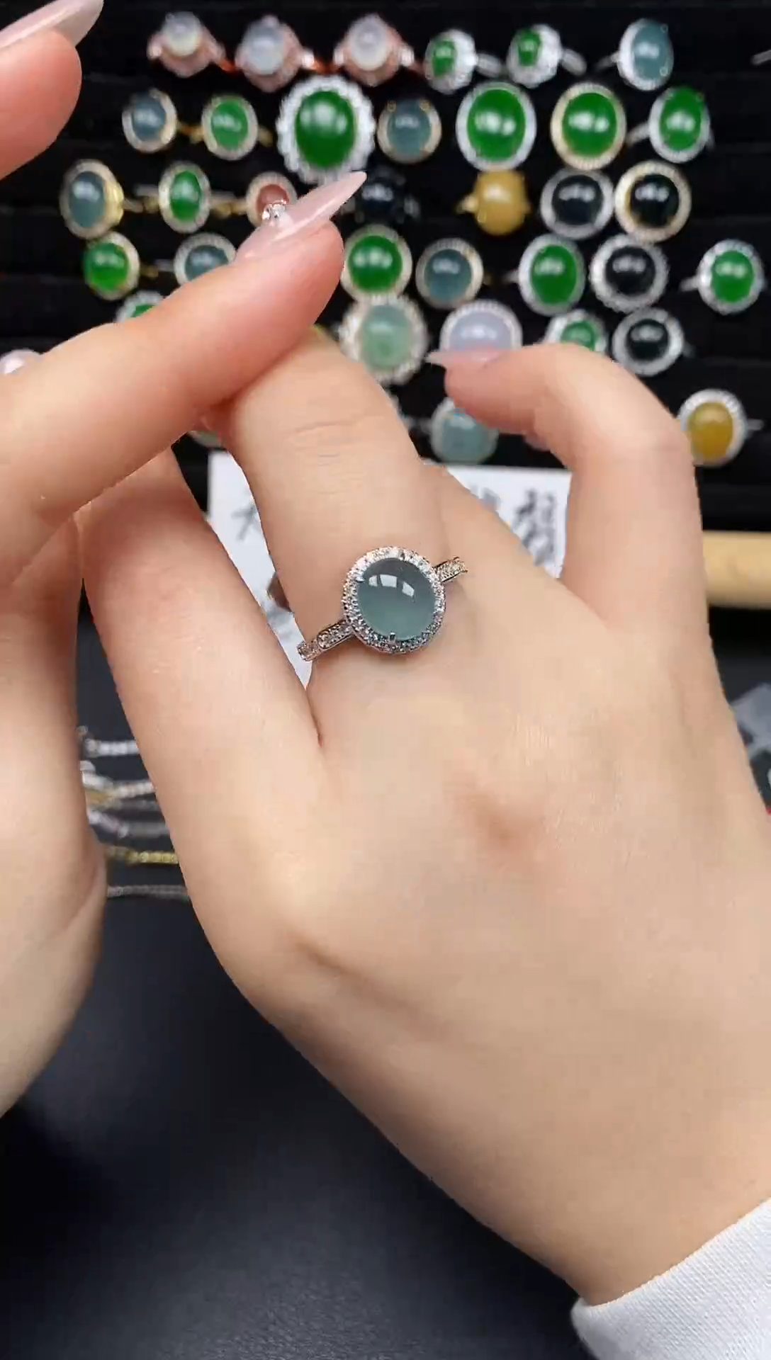 银S925镶嵌戒指翡翠111