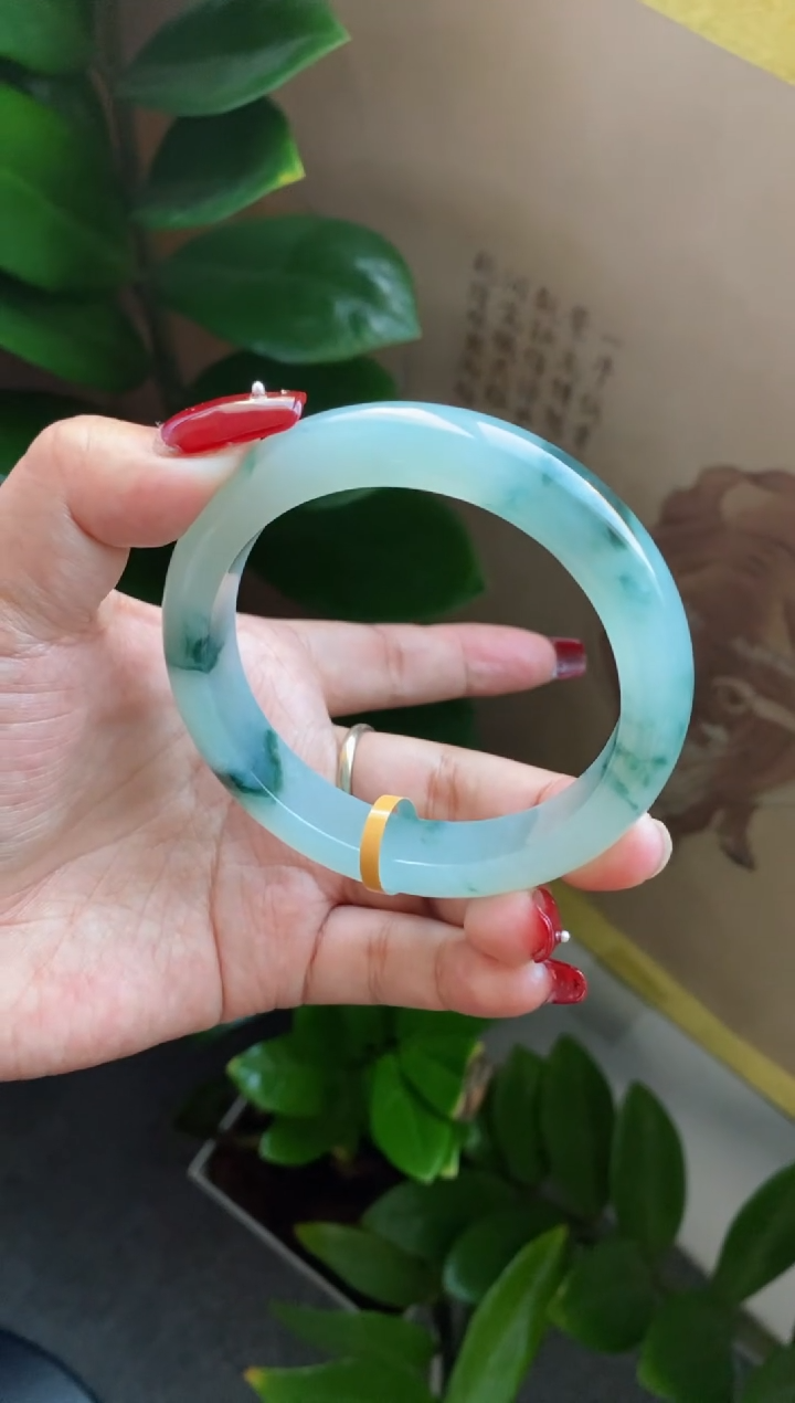 【闪购商品】翡翠手镯未镶嵌（老坑冰胶透飘花）22号