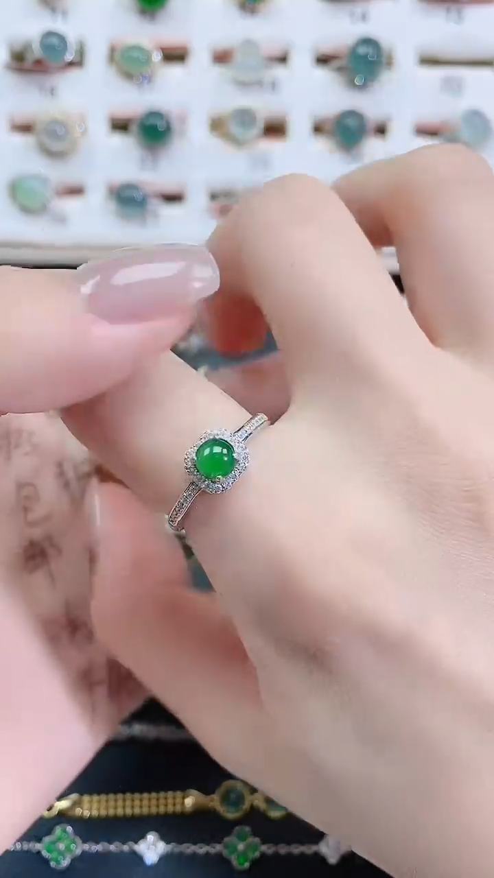 银S925镶嵌戒指翡翠天然翡翠