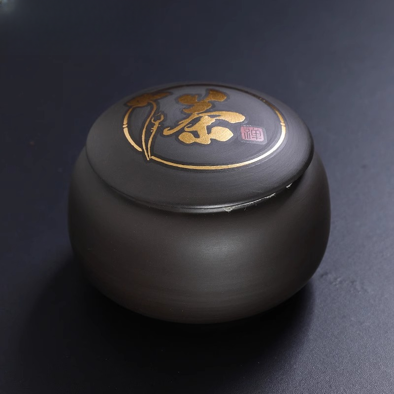 紫砂茶叶罐陶瓷罐小号普洱装茶叶盒便携旅行存储密封罐家用