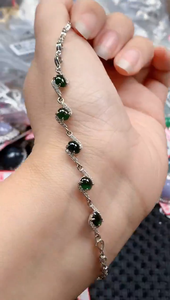 银S925镶嵌戒指翡翠天然A货缅甸翡翠