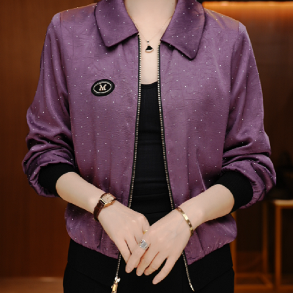 紫色星空-新款印花气质上衣外套百搭显瘦时尚舒适显气质外套上衣