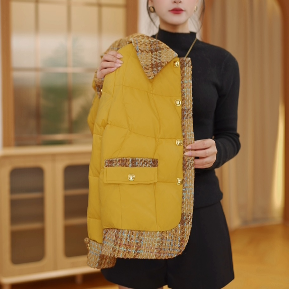 KK-甄选24洋气短款休闲显瘦百搭保暖纯色冬季女款小香风保暖外套