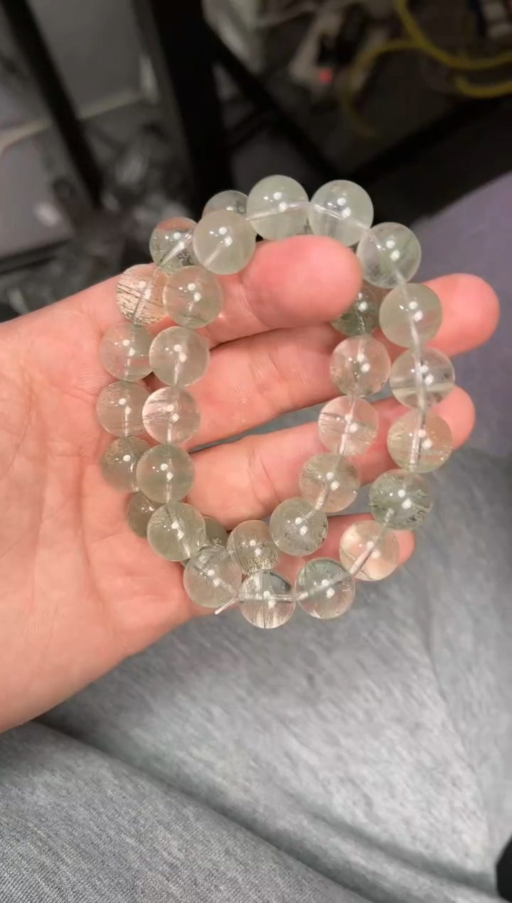 【闪购商品】水晶手串未镶嵌12.5mm绿幽灵千层（多样性发其一）