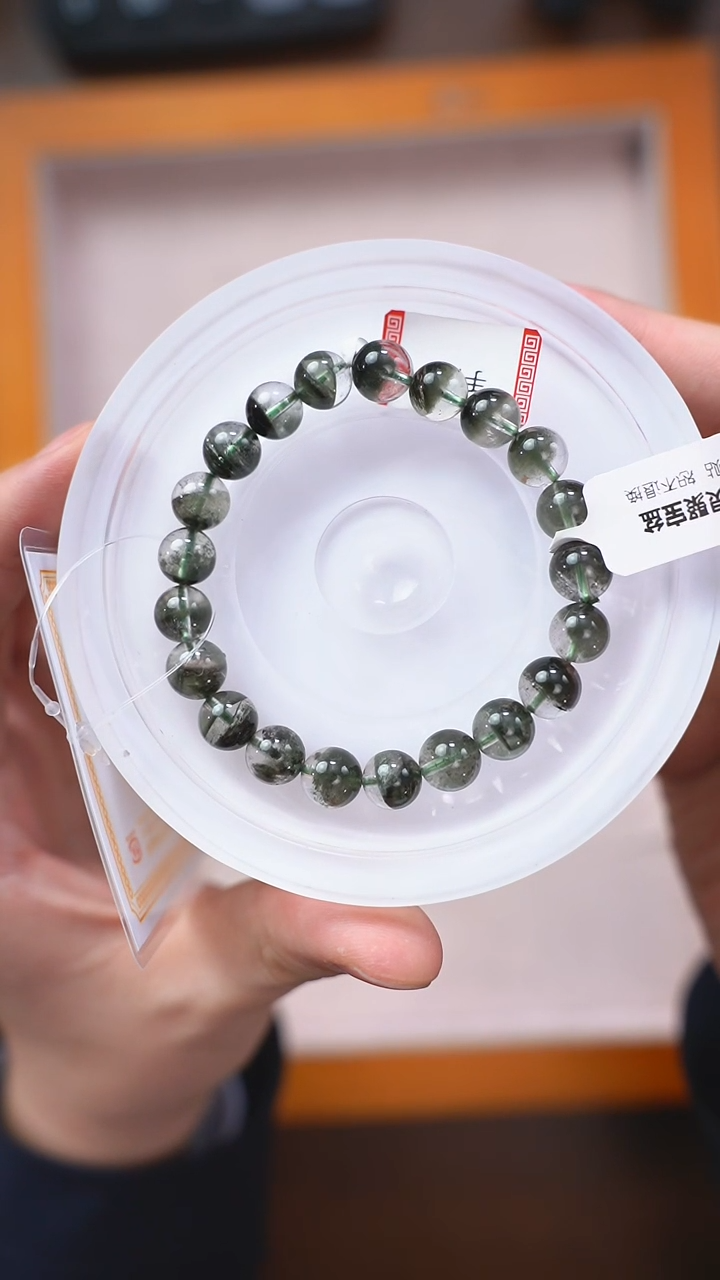 【闪购商品】水晶手链未镶嵌q244 绿幽灵手链8mm+