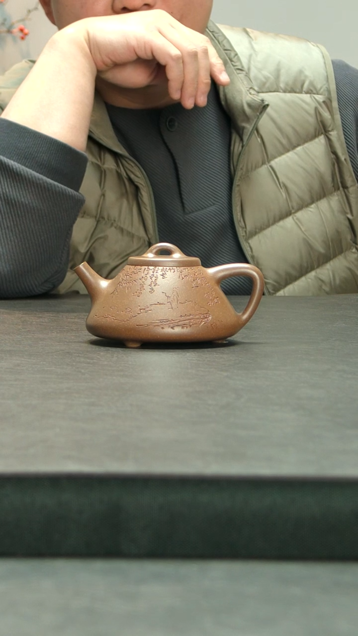 茶壶紫砂子冶石瓢刻定风波