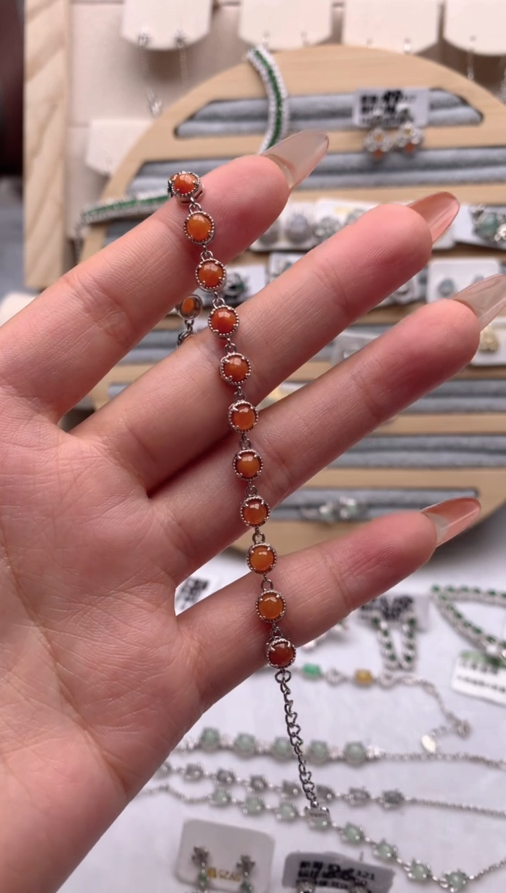 【闪购商品】翡翠手链银S925镶嵌3号