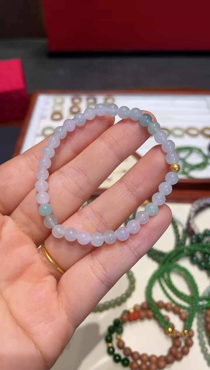 翡翠银S925镀金镶嵌耳饰手串