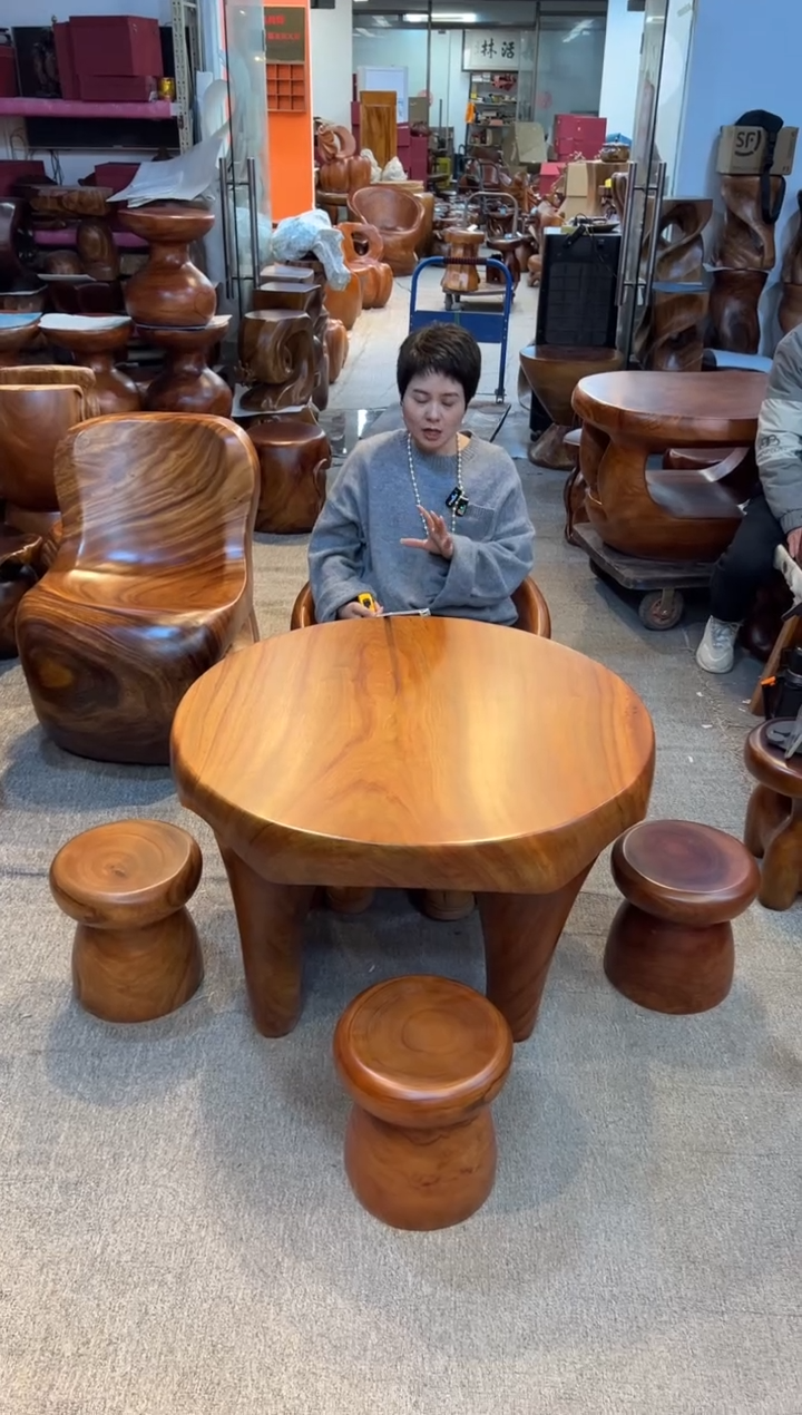 【闪购商品】香樟木创意茶桌五件套
