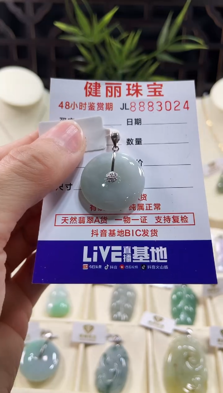 【闪购商品】翡翠颈饰银S925镶嵌天然缅甸翡翠 平安扣+银链