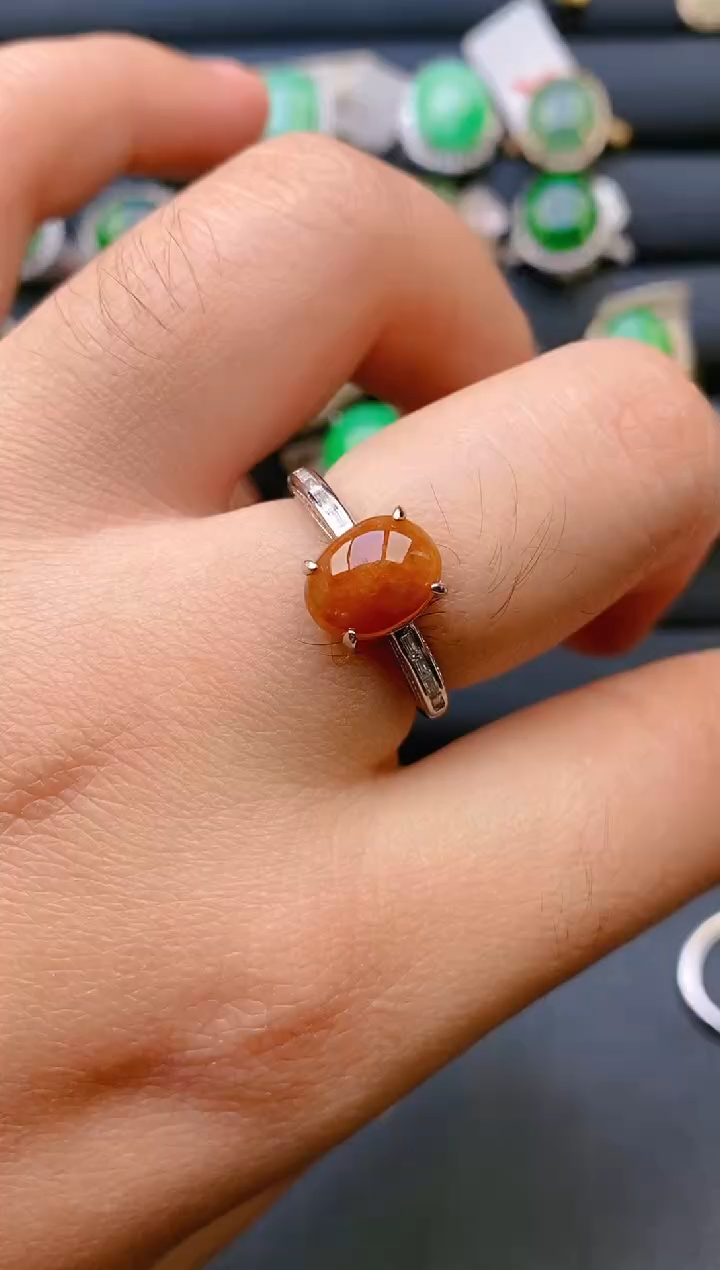 【闪购商品】翡翠戒指银S925镶嵌天然A货翡翠1