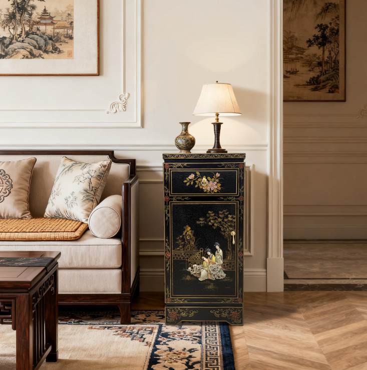 边柜新古典客厅5个落地人物柜子