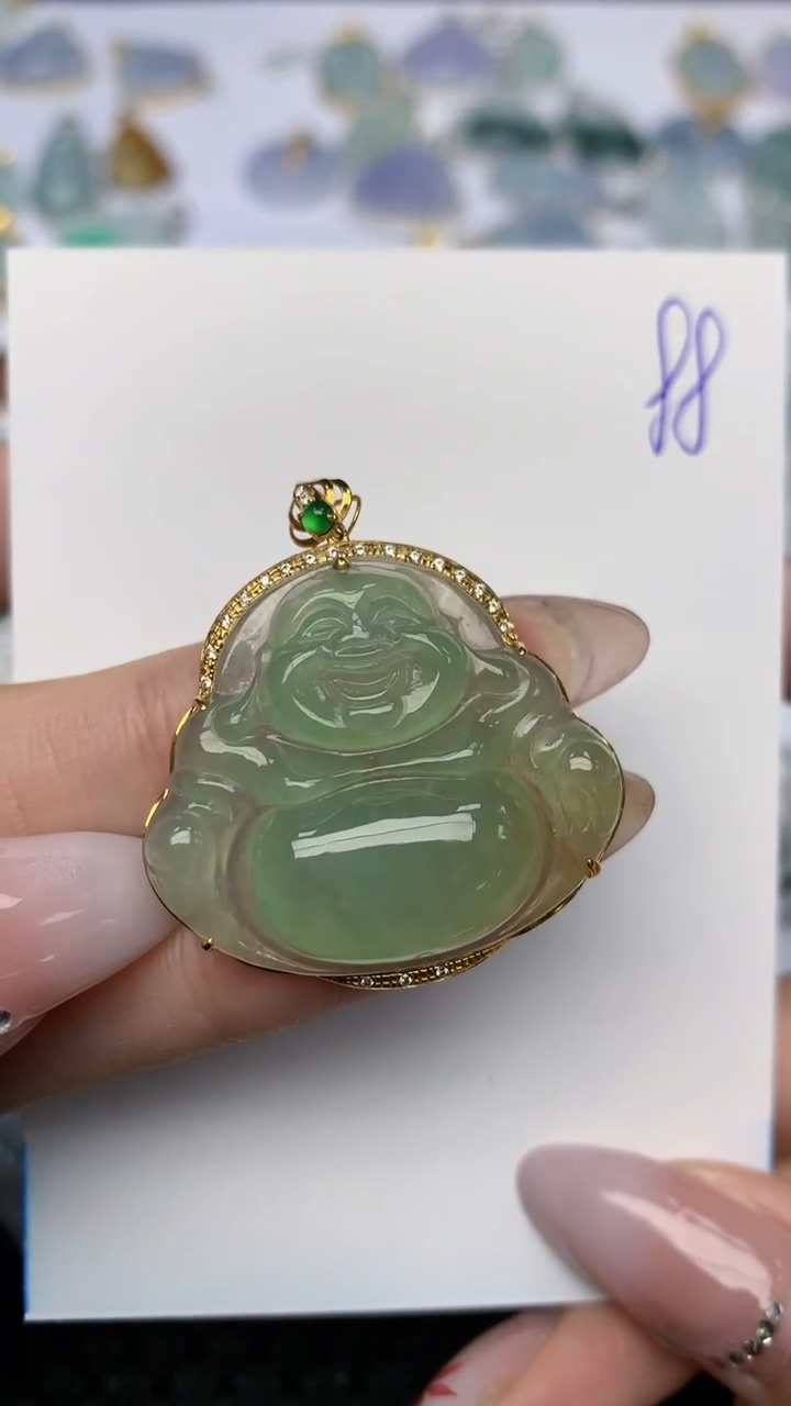 【闪购商品】翡翠颈饰18K金镶嵌天然翡翠A货 