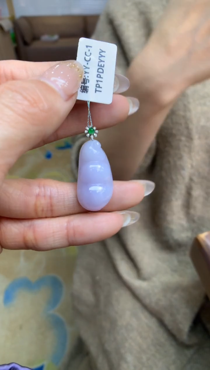 【闪购商品】翡翠颈饰18K金镶嵌福豆