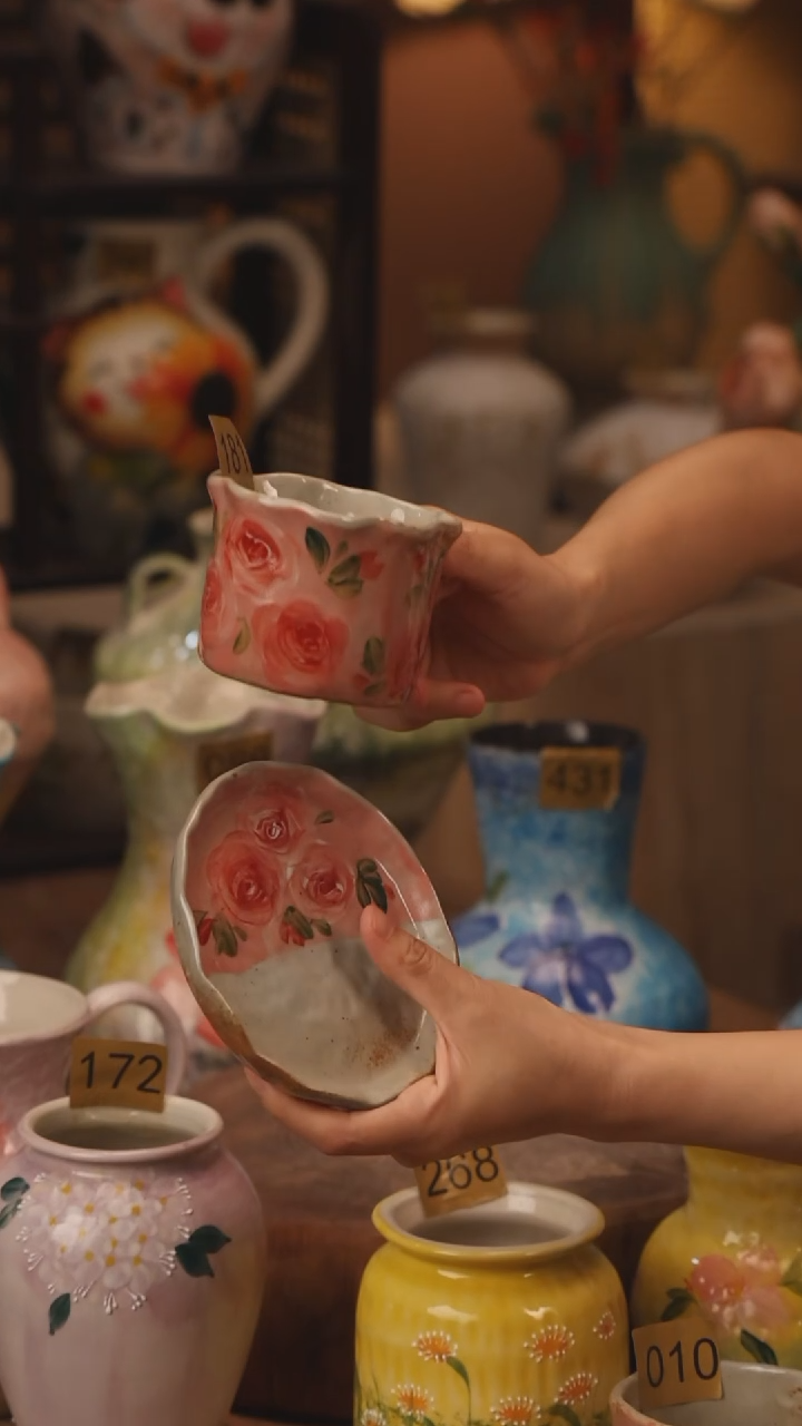 陶瓷181景德镇设计师手作花器摆件侘寂风