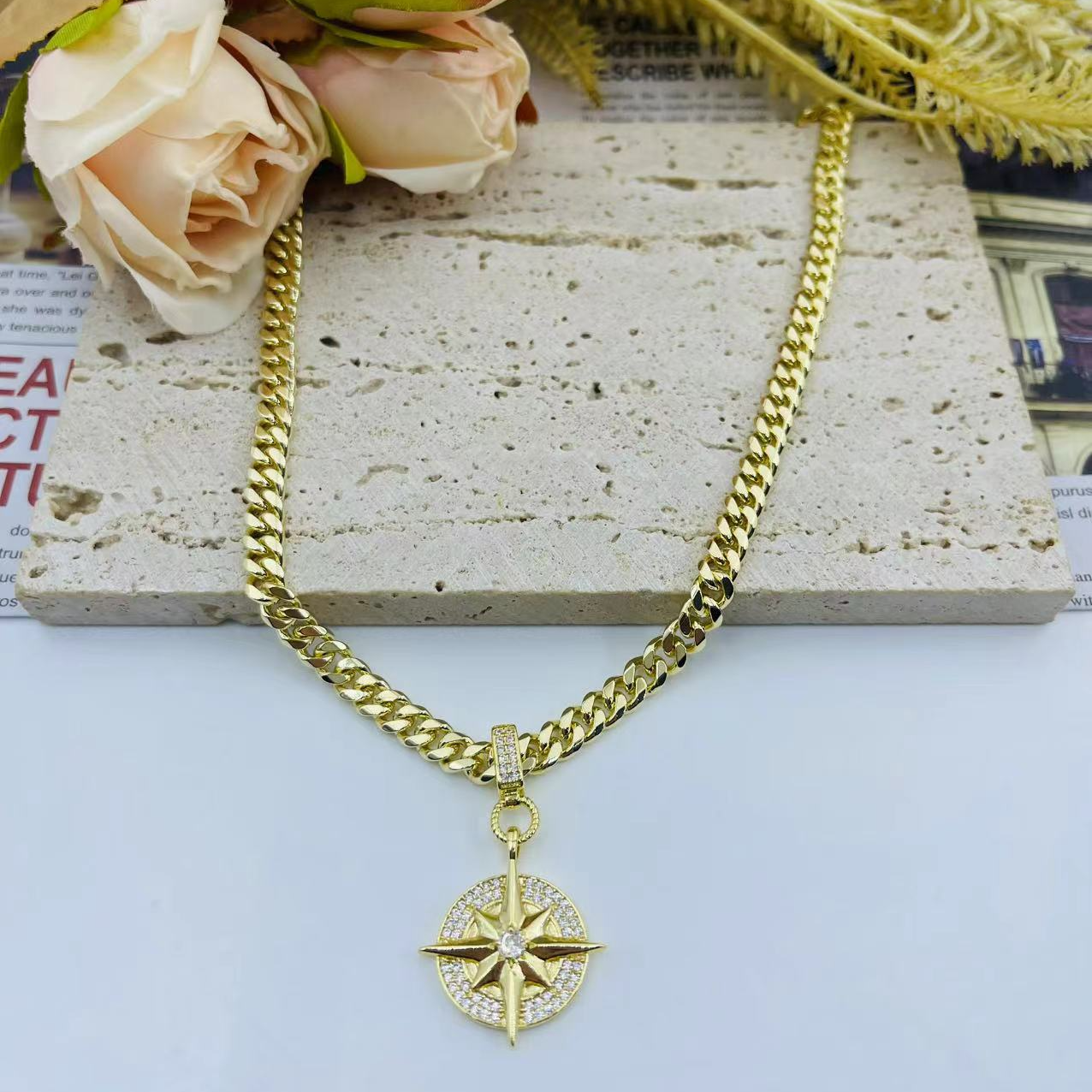 铜合金合成锆石项链 N1286-铜合金锆石项链