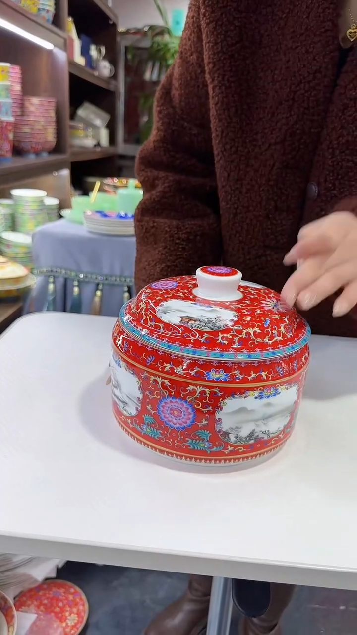 【闪购商品】瓷片茶叶罐1个景德镇陶瓷