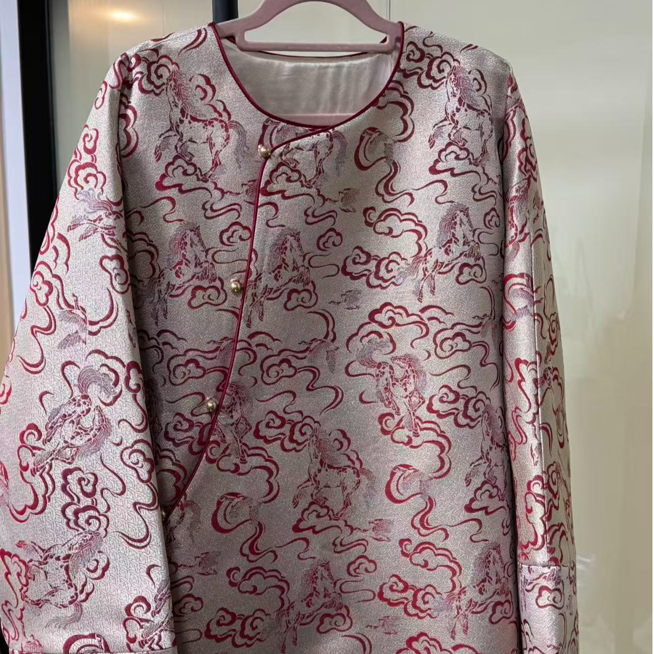 100%桑蚕丝！马年限定！李德喜平步青云浮光锦毛衫