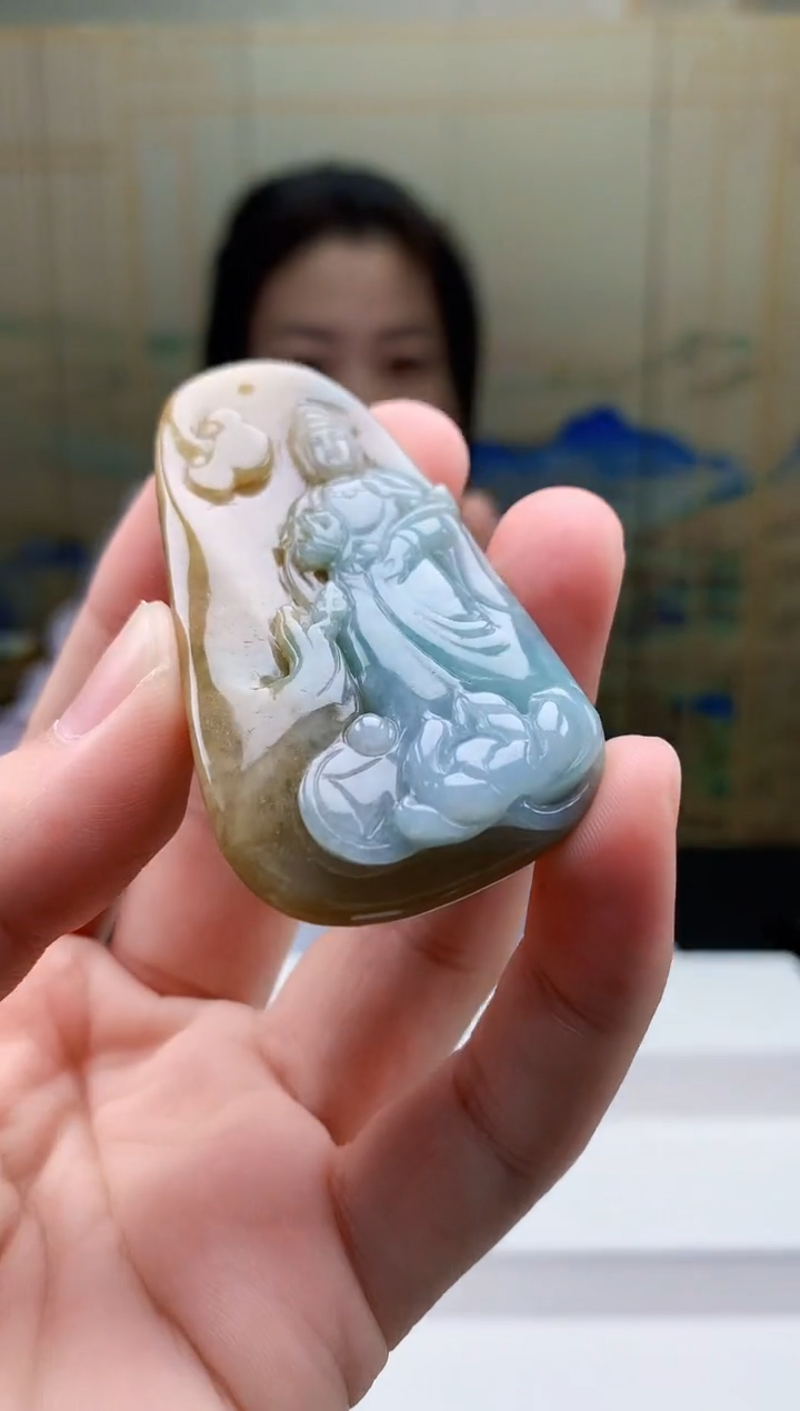 【闪购商品】定制翡翠未镶嵌4902bb-毛货挂件33