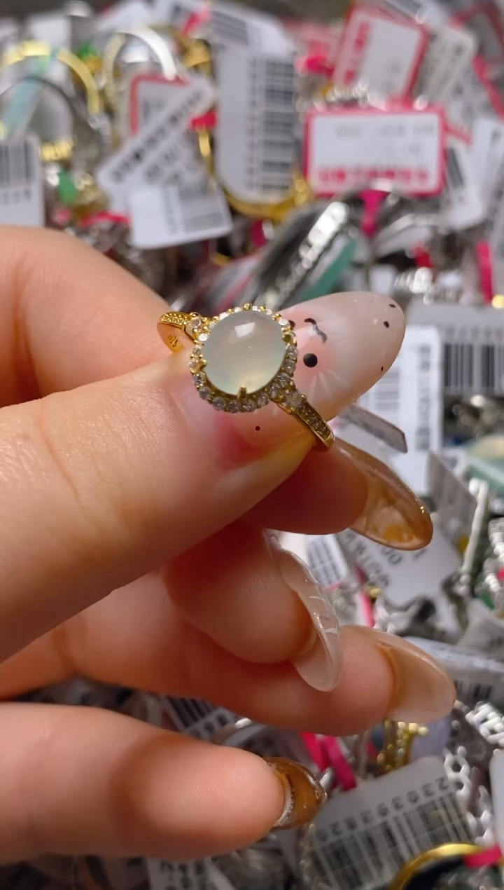 银S925镶嵌戒指翡翠百内无证书