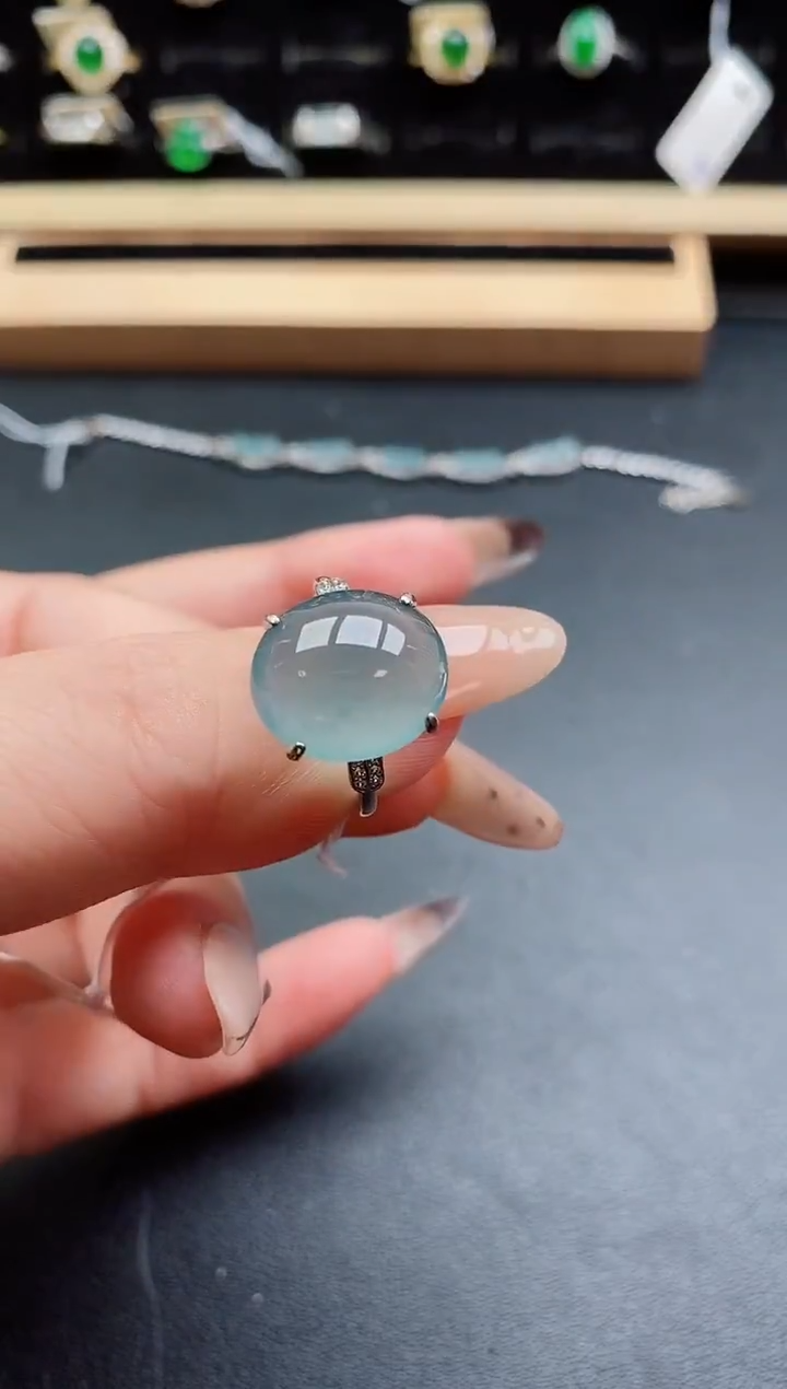 银S925镶嵌戒指翡翠1