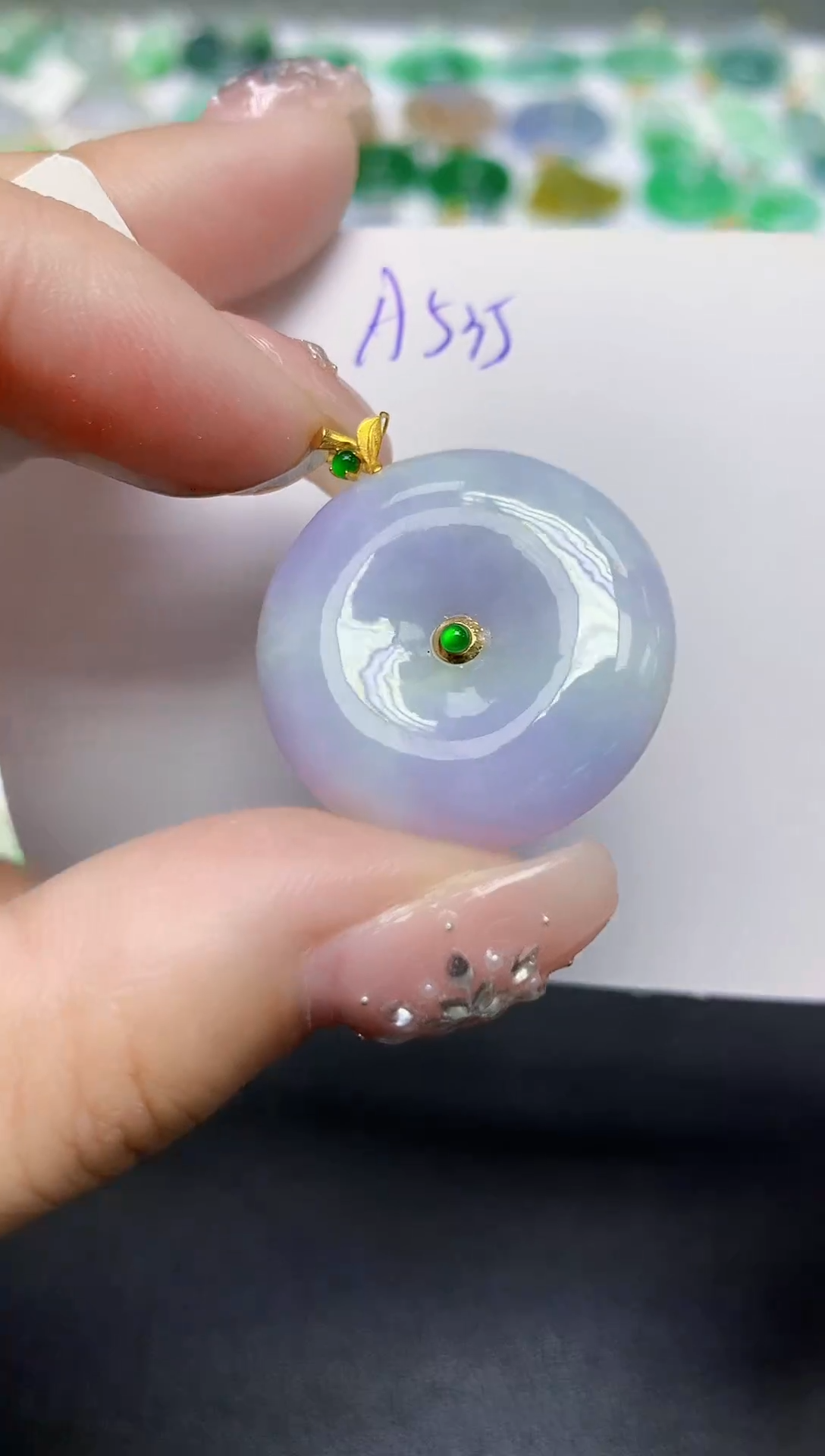 颈饰18K金镶嵌翡翠天然缅甸翡翠A货翡翠百元以上9元证书费自理