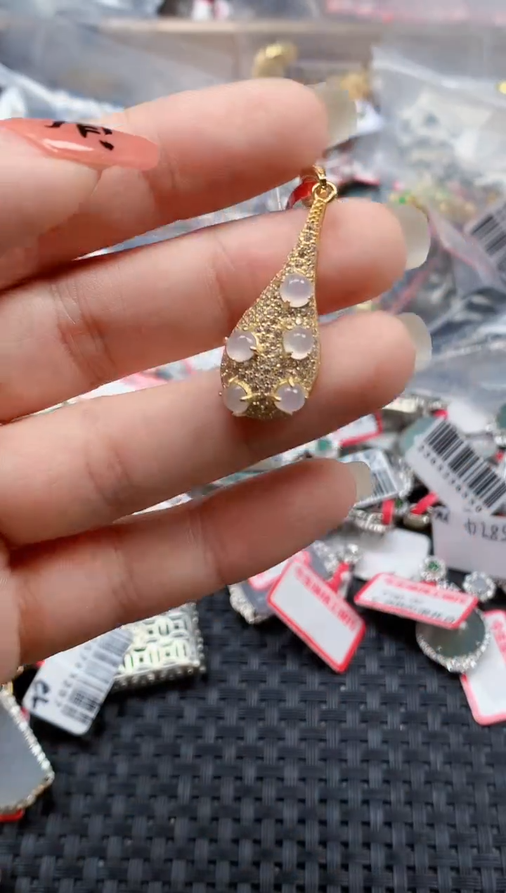 银S925镶嵌戒指翡翠天然A货缅甸翡翠