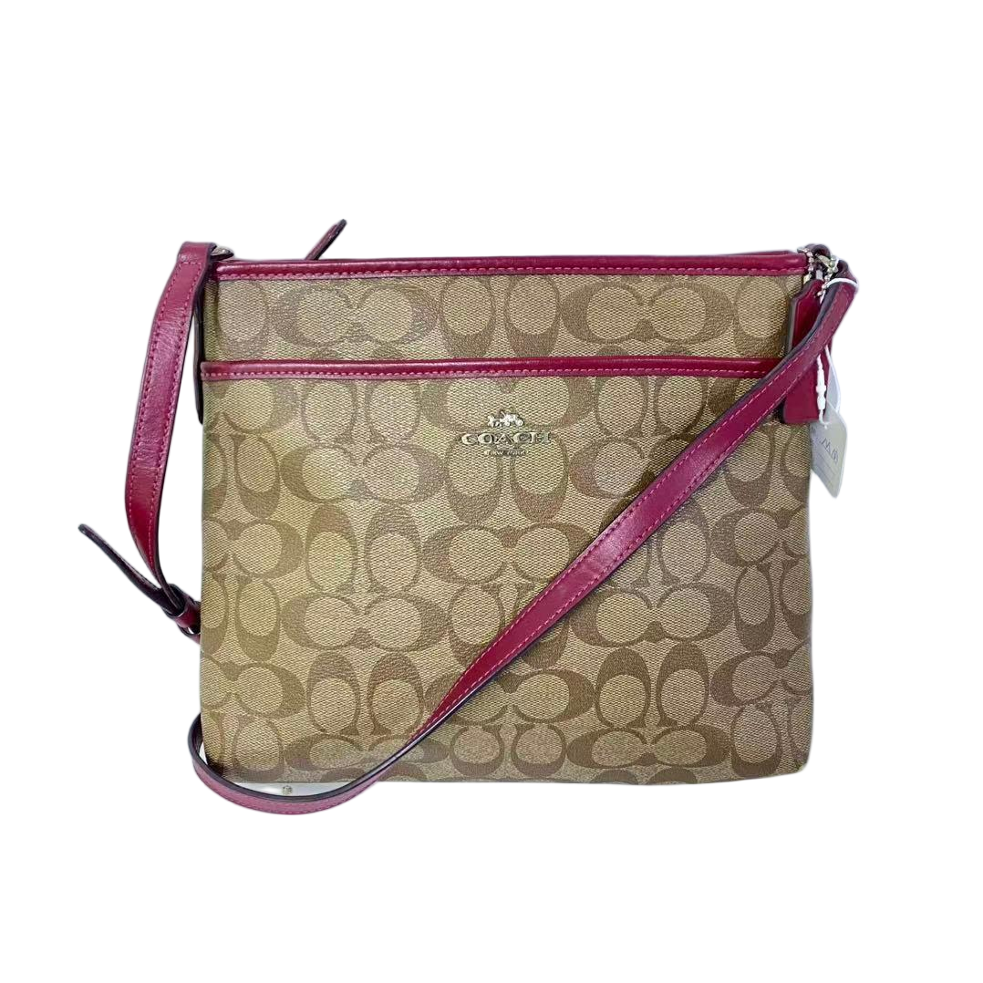 95新 COACH/蔻驰 经典老花PVC拼皮单肩斜挎包 MM-81469