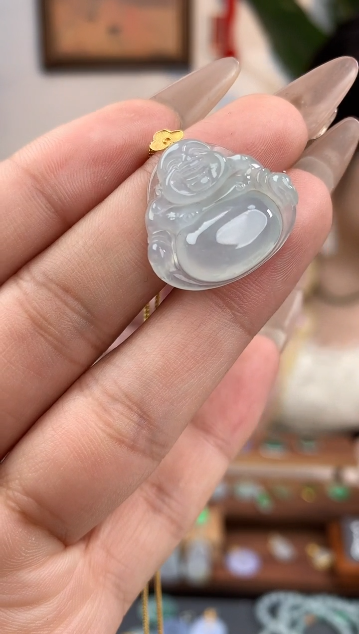 【闪购商品】翡翠吊坠(不含链)18K金镶嵌佛公