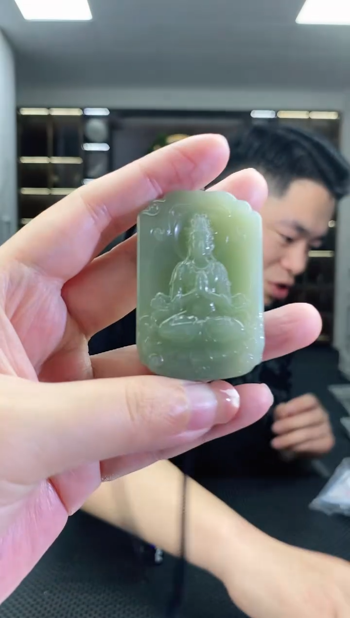 颈饰未镶嵌和田玉正装观音清货4