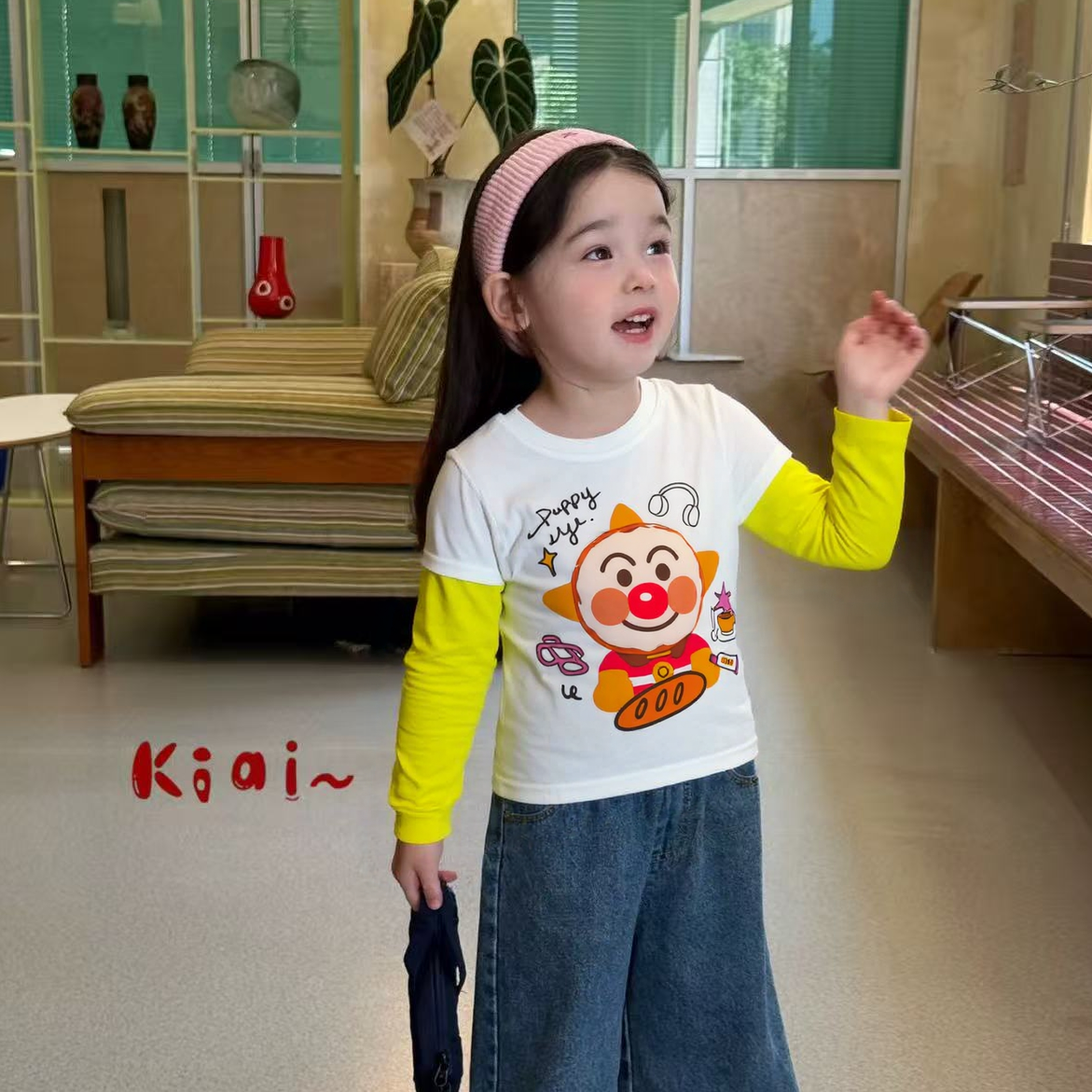 儿童立体玩偶秋冬打底衫男女童长袖面超新款卡通玩偶T恤面包超人
