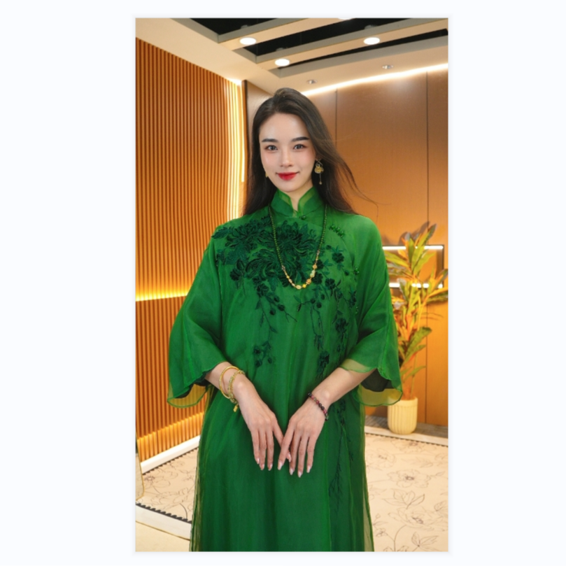 【水墨生花】新中式刺绣改良连衣裙2024B3327小禹