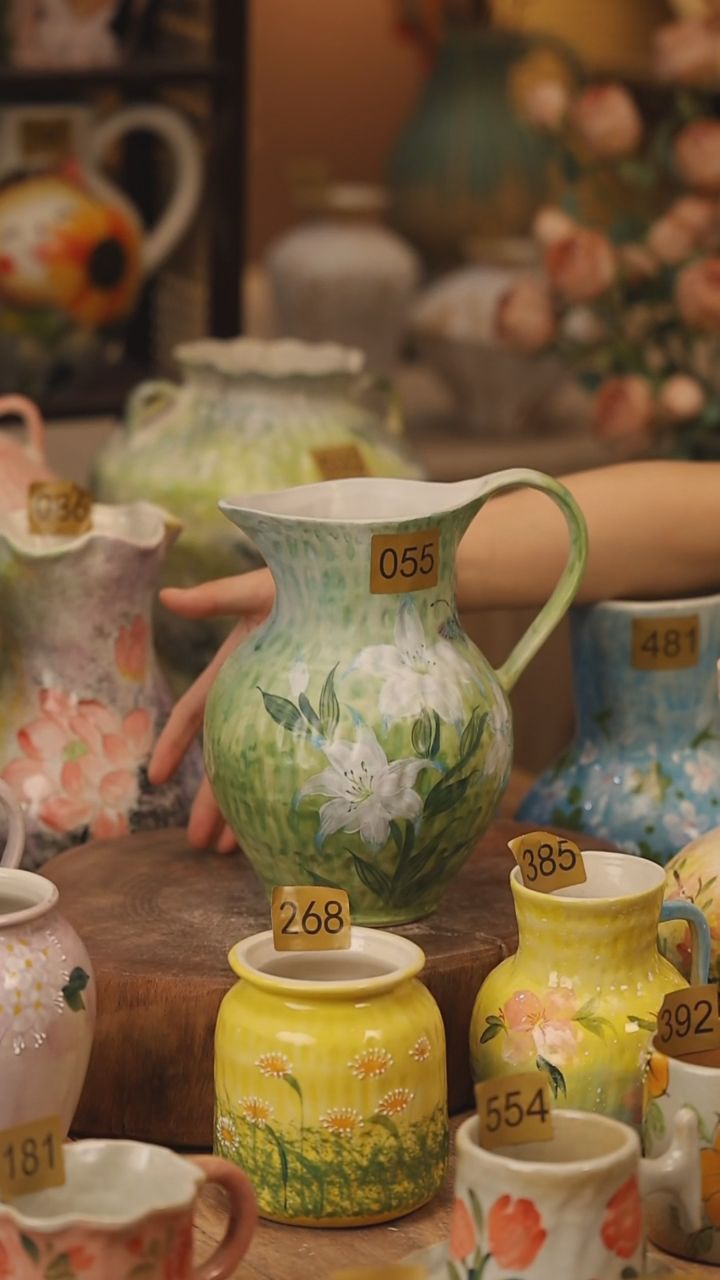 陶瓷055景德镇设计师手作花器摆件侘寂风