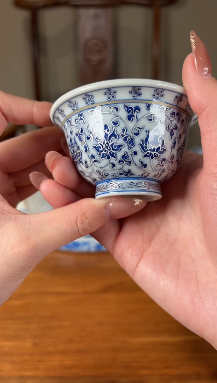 【闪购商品】杯四景堂青花描银