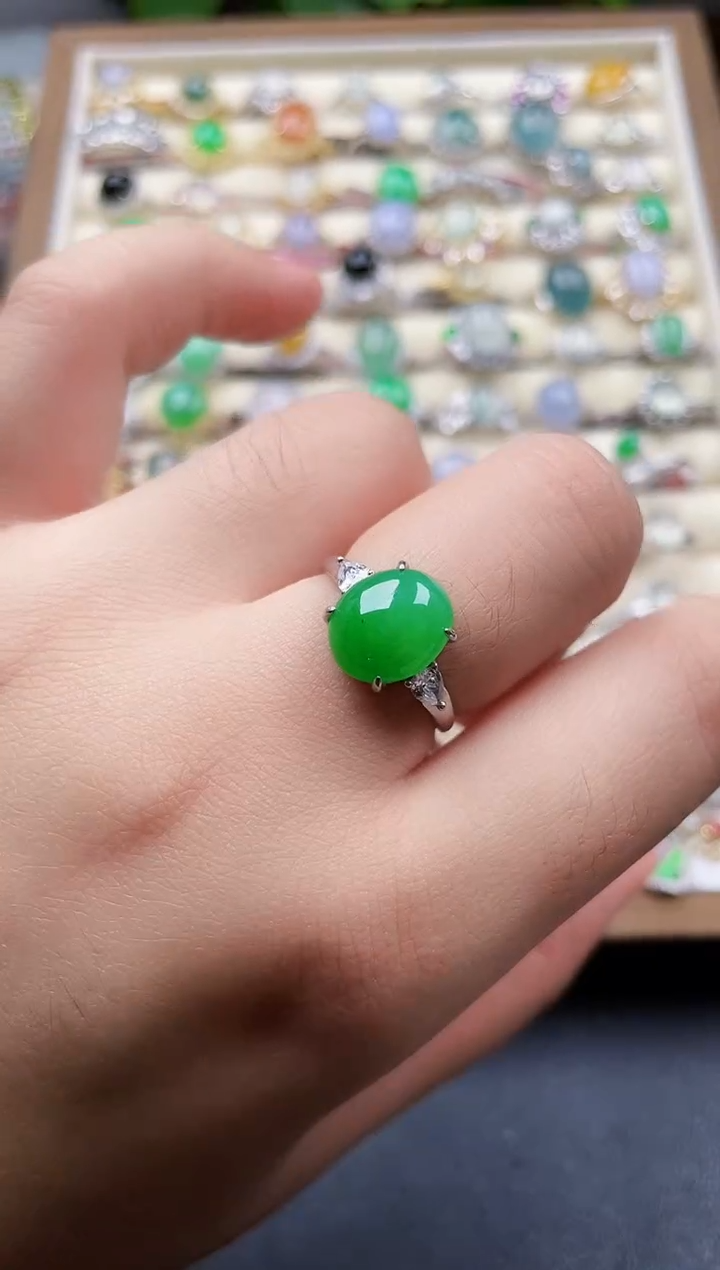 银S925镶嵌戒指翡翠琳**贝1