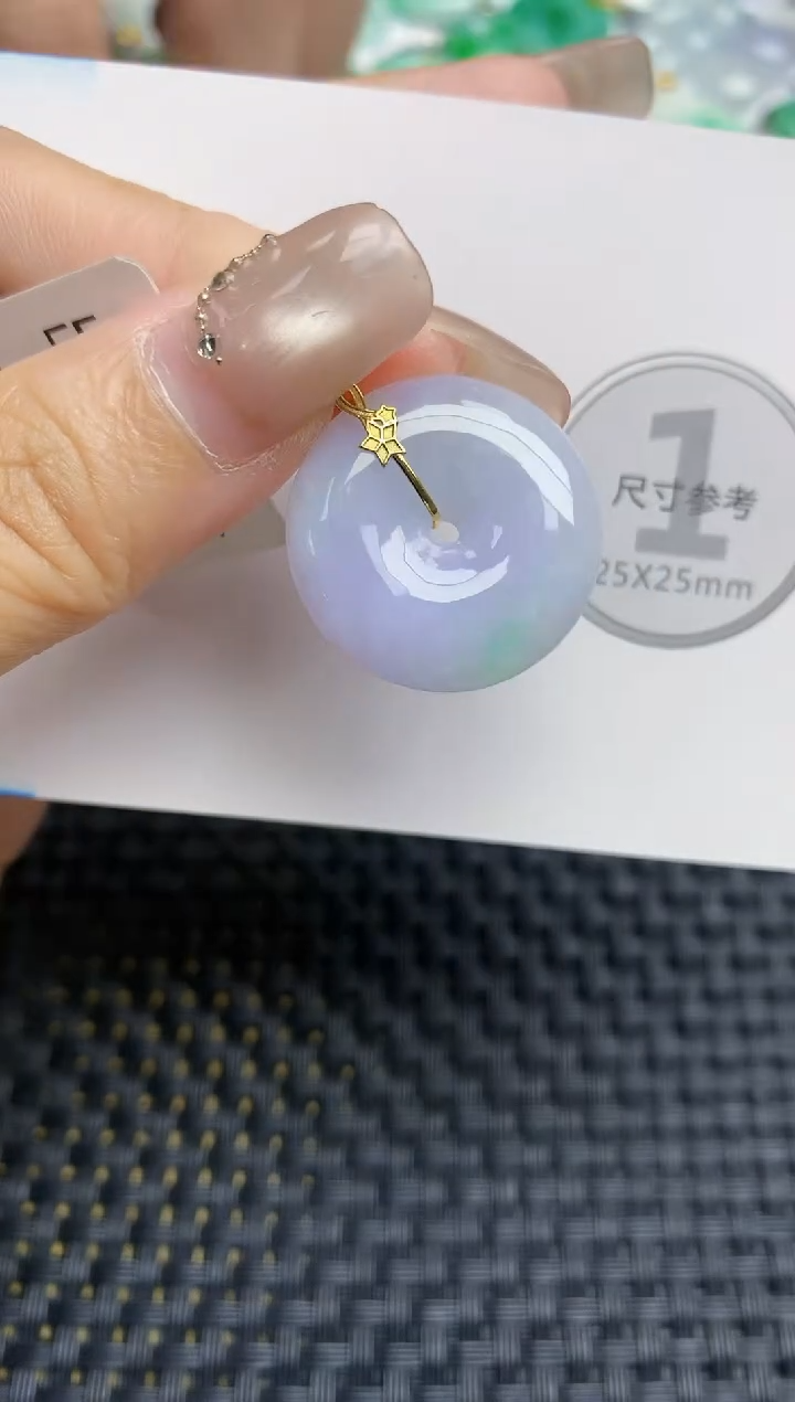 颈饰18K金镶嵌翡翠天然缅甸A货翡翠百元以上9元证书费自理