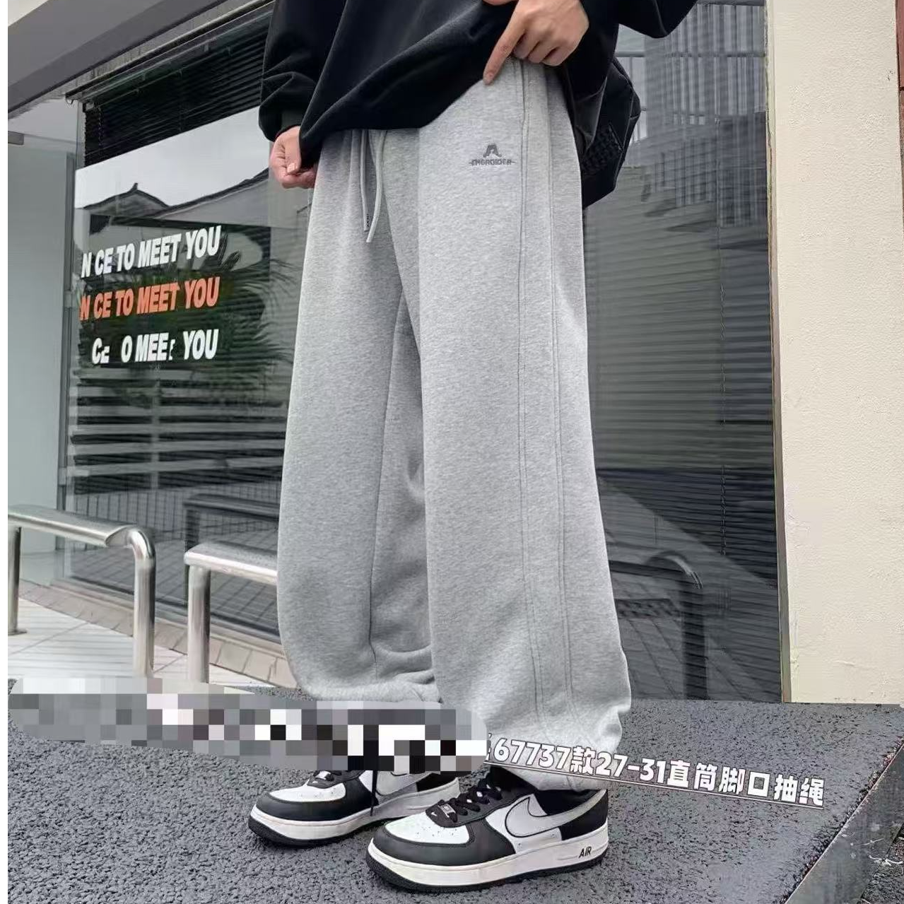 【加肥加长】男童少年冬款加绒EHB刺绣休闲卫裤长裤K-908（160-190）