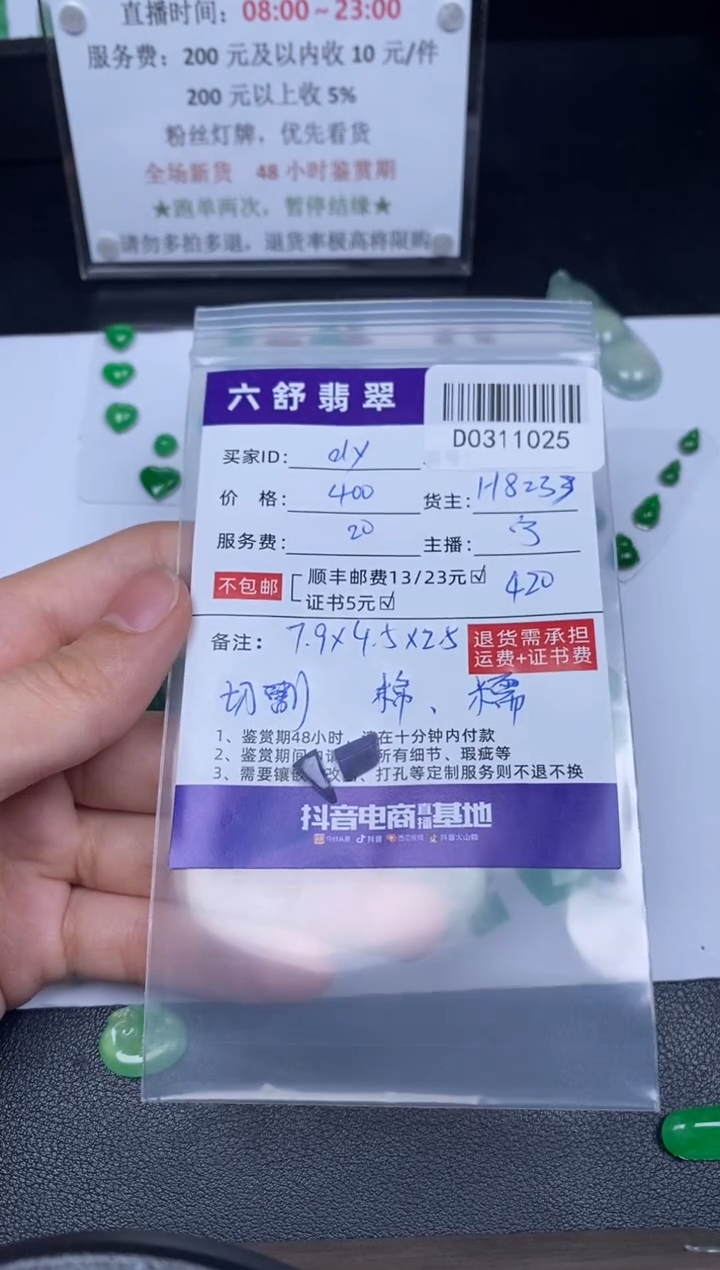【闪购商品】翡翠吊坠(不含链)未镶嵌D0311025