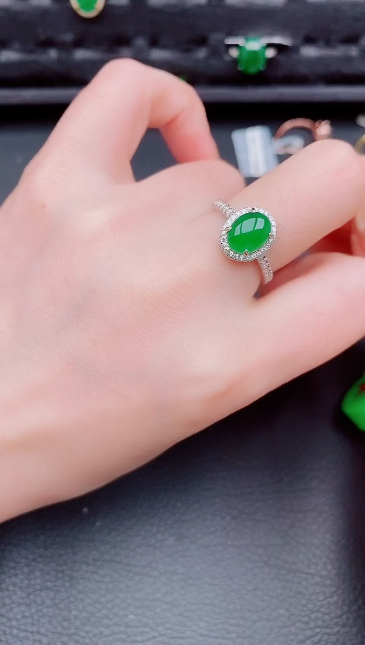 【闪购商品】翡翠戒指银S925镶嵌天然a货翡翠554