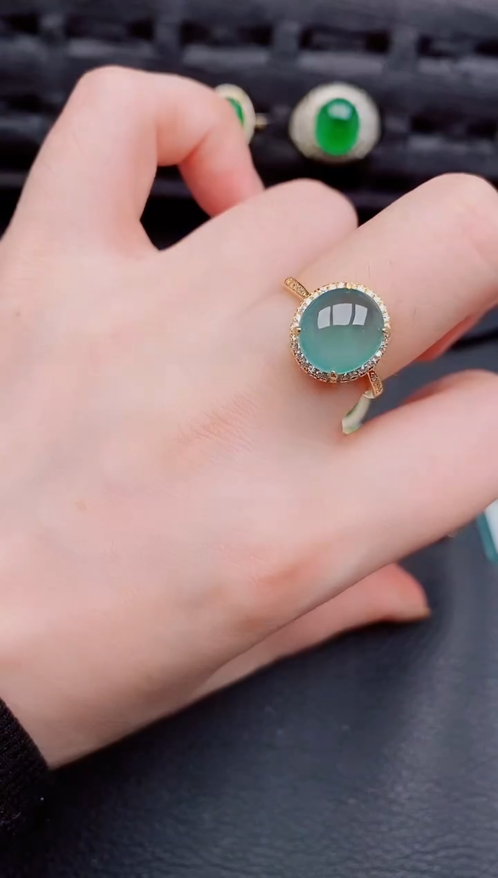 【闪购商品】翡翠戒指银S925镶嵌天然a货翡翠599